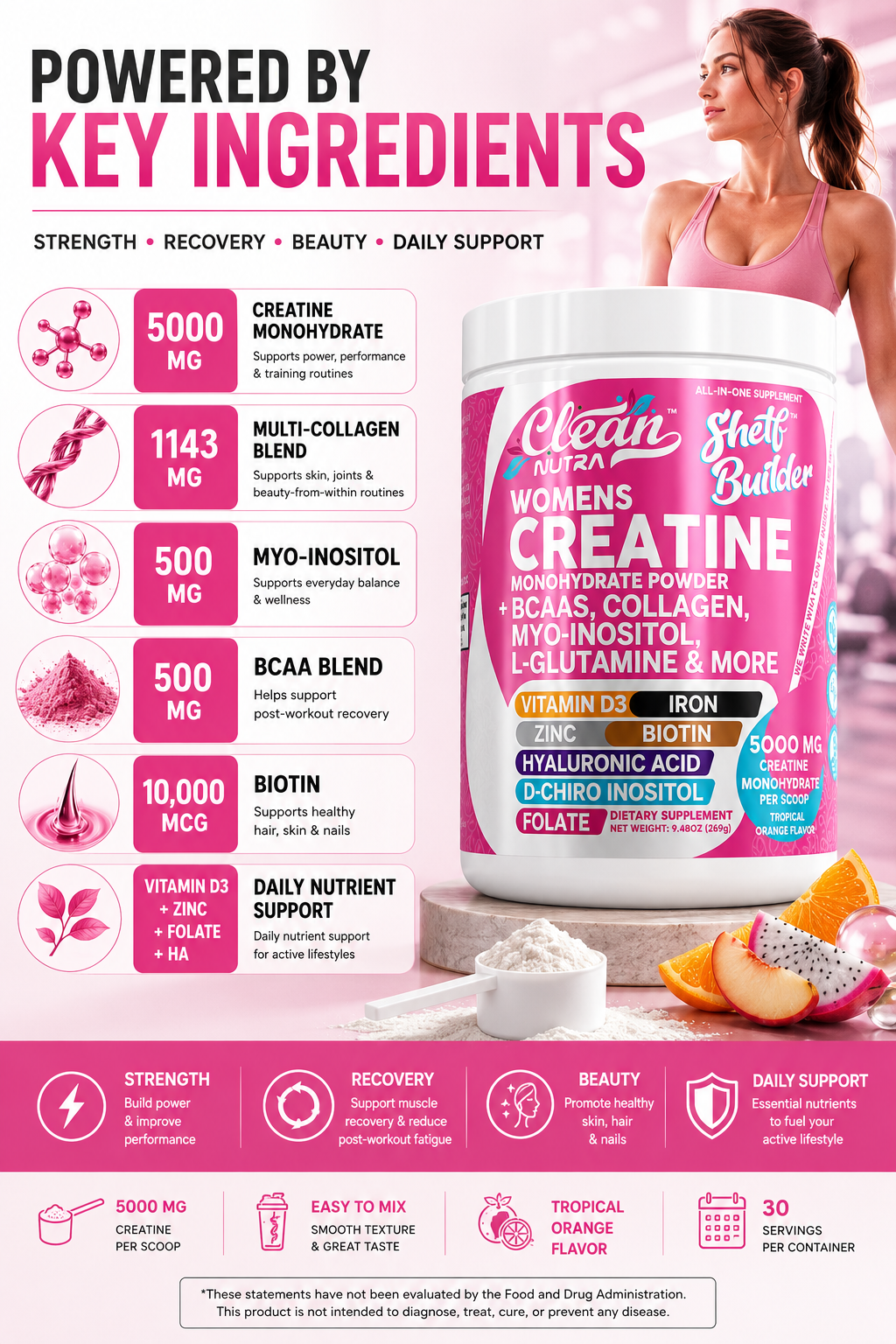 Women's Creatine Monohydrate Powder – BCAA Multi-Collagen