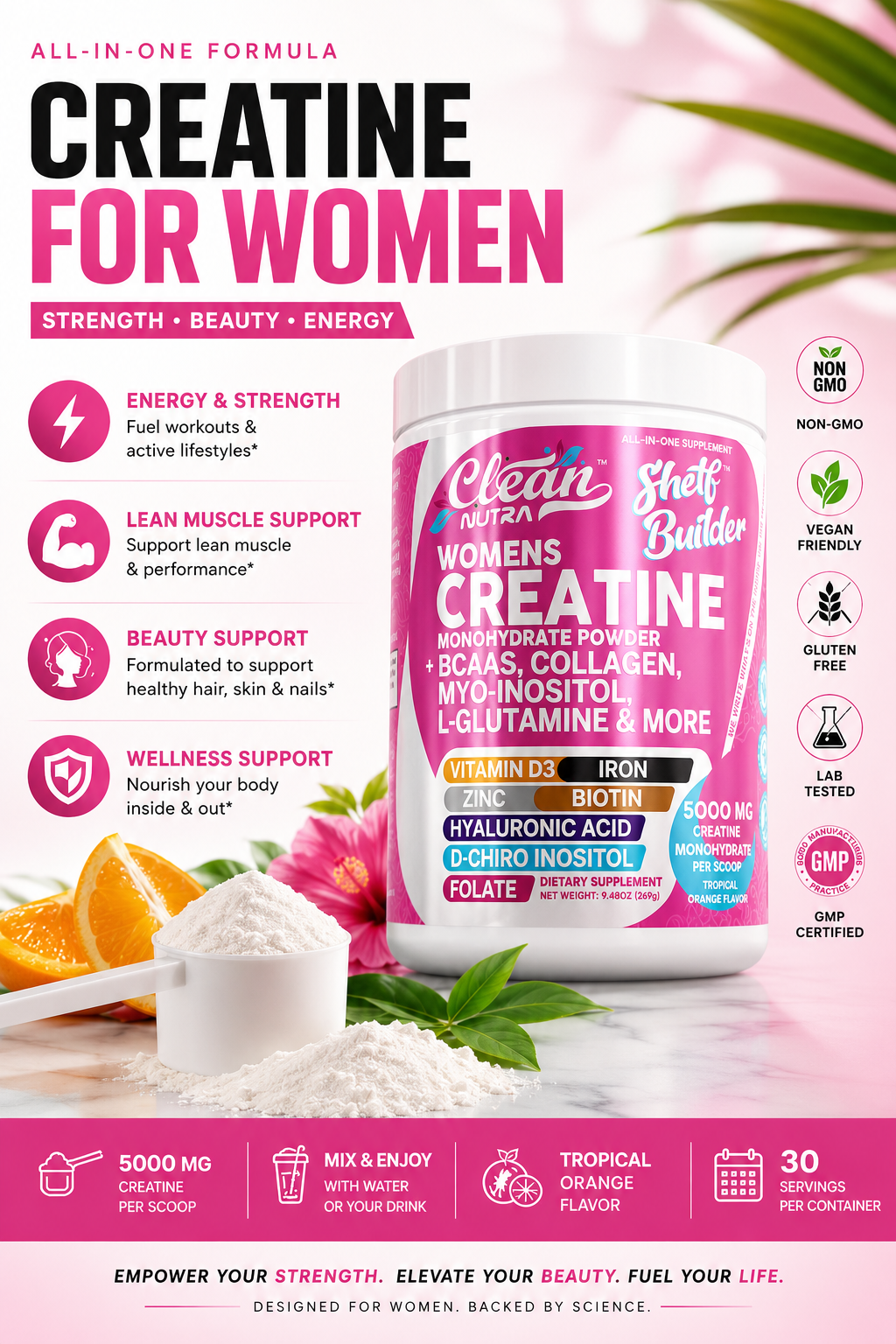 Women's Creatine Monohydrate Powder – BCAA Multi-Collagen